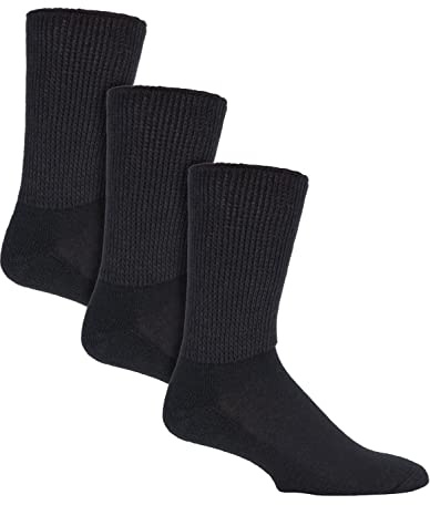 IOMI - 3 Pairs of Extra Wide Diabetic Socks for Swollen Legs in 2 Colours and 4 Sizes