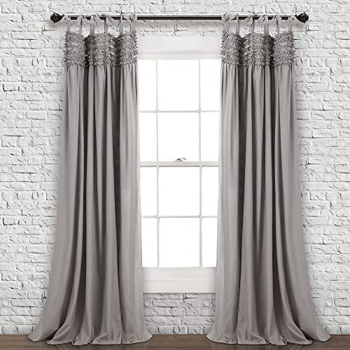 Lush Decor Lydia Vorhänge mit Rüschen, Fensterpaneel-Set für Wohnzimmer, Esszimmer, Schlafzimmer, 213,4 cm L, Grau