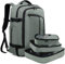 BANGE Reiserucksack 40 Liter, FAA Fluggenehmigt, Wochenendtasche, Handgepäck, Grün (Rucksack mit 3 Würfeln) (Grün)