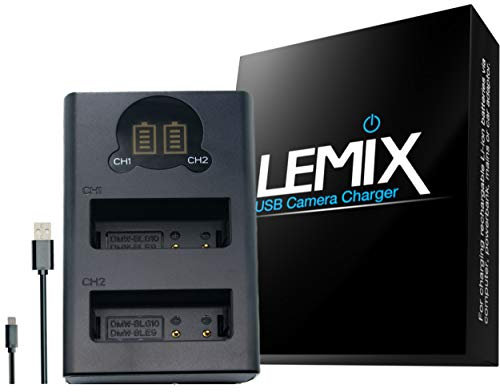 Lemix (BLG10/BLE9) Double Chargeur USB Ultra Mince pour Batteries DMW-BLG10 /BLG10E, DMW-BLE9 / BLE9E / LE9GK / BLE9PP et pour appareils (listés ci-Dessous) Panasonic