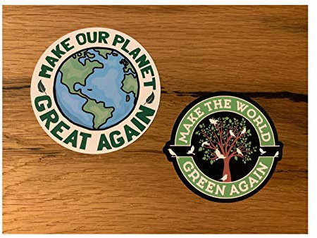 24/7stickers #673 / 2X Welt Aufkleber 8 cm Klima Peace No Planet B Umwelt schützen No Plastik Feinstaub Pro Greta Fridays Future Schutz