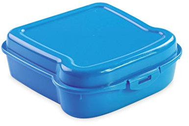 LaTienda23 Sandwichera Fiambrera de Plástico - Caja de Alimentos para Sándwiches, Bocadillos para Niños y Adultos - Ideal para Escuela, Trabajo, Oficina, Cole o Paseo al Aire Libre - Picnic (Azul)