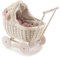 e-wicker24 Alles aus Weide DESAYER PUPPENWAGEN AUS WEIDE MIT LEINEN BETTWÄSCHE, Spielzeug AUS WEIDEN IN BEIGE, NATÜRLICHE KINDERSPIELZEUG, EIN Geschenk FUR EIN Kind (rosa)