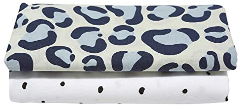 Mother hood 2er Set Swaddle & Burp Blanket Puckdecke Spuckdecke Einschlagtücher aus Baumwoll-Flanell 80x120 cm, 100% naturreine Baumwolle - Öko-Tex Standard 100 (Leo blau)