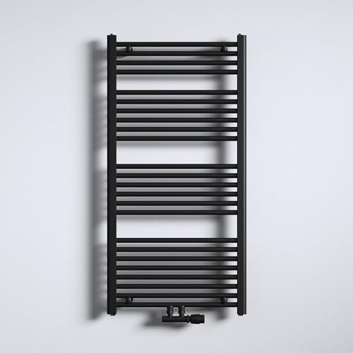 Mai & Mai Radiateur à Eau Chaude Mural Chauffage Central 120x60cm Sèche-Serviettes Gris Noir en Acier Inoxydable