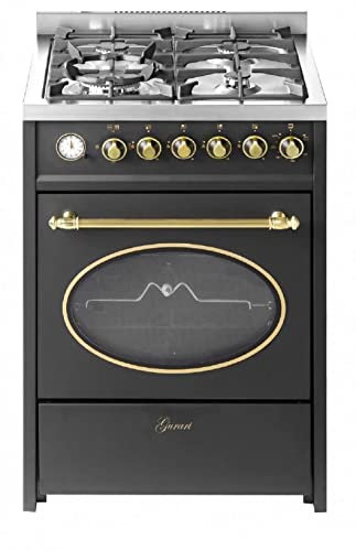 GURARI Gasherd mit Gasbackofen GCH G 614 BR Standherd 60 cm | Gasgrill | Drehspieß | Elektro-Analog-Timer mit STOP-Funktion | Schublade mit Push-Pull | Gas Control | Range Cooker Erdgas/Propan