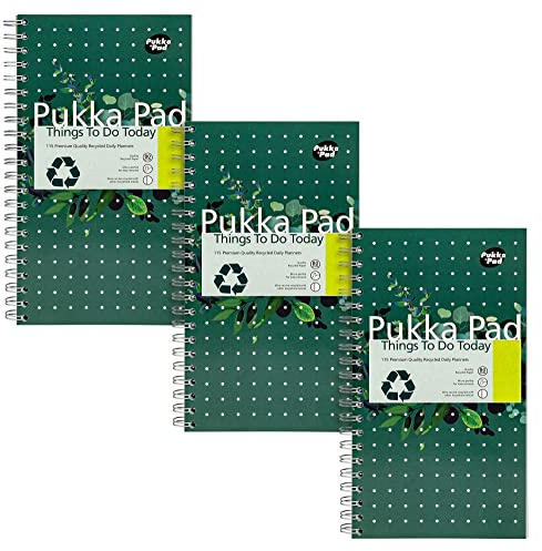 Pukka Pad, Recycled Things to Do Today Note Pad – Pack of 3 Wirebound Notebooks with 115 Sheets of 80GSM FSC Recycled Paper with Perforation