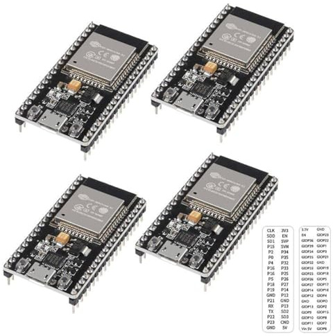 4 Stück 38pin ESP-WROOM-32 ESP32 ESP-32S Entwicklungsboard 2,4 GHz Dual-Mode WiFi + Bluetooth Dual Cores Mikrocontroller-Prozessor integriert mit Antenne RF AMP Filter AP STA für Arduino IDE