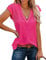 iChunhua Casual Loose Fit Cap Sleeve V Neck Summer Tops for Women UK Size 14 Hot Pink Large