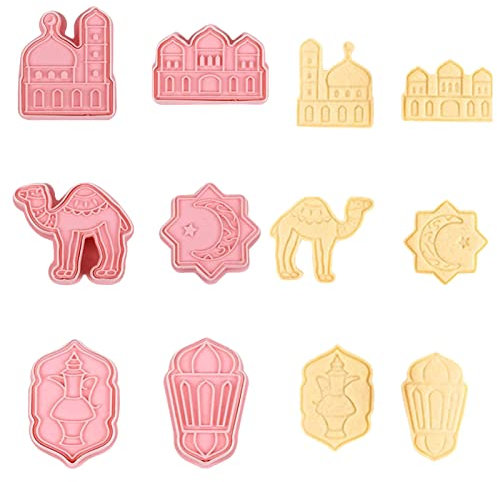 Amesor Keksausstecher Set - Ausstechformen Für Kinder - Cookie Cutter - Eid Mubarak Keksausstecher - 6 Stück Keks Ausstechform Zum Backen, Moschee, Laterne, Kamel, Stern, Mond, Islamischer Stern