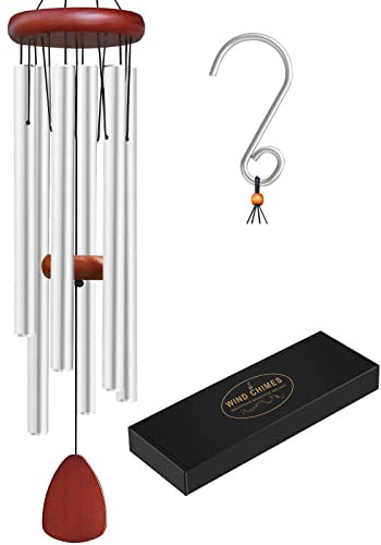 WENANA Silbernes großes Windspiel für den Außenbereich, Aluminium, geeignet für den Außenbereich, Garten, personalisiertes Windspiel, geeignetes Erinnerungsgeschenk für verlorene Lieben