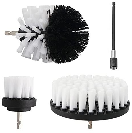 Bürstenaufsatzset Power Scrubber Brush Auto Polierer Badezimmer Reinigungsset mit Extender Küchenreinigungswerkzeuge (3 Stück und Verlängerungsstange)