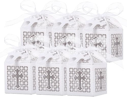 GWHOLE Boite Dragées Communion et Baptême - 50 Pcs Contenant pour Garçon et Fille - Boite à Bonbons pour Mariage