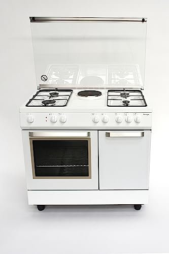 Tecnogas Arkè D921WS, Cucina libera installazioneForno Elettrico Multifunzione 6 Funzioni Classe A, Piano cottura Gas 4 fuochi + 1 piastra elettrica, Gas GPL, Vano portabombola
