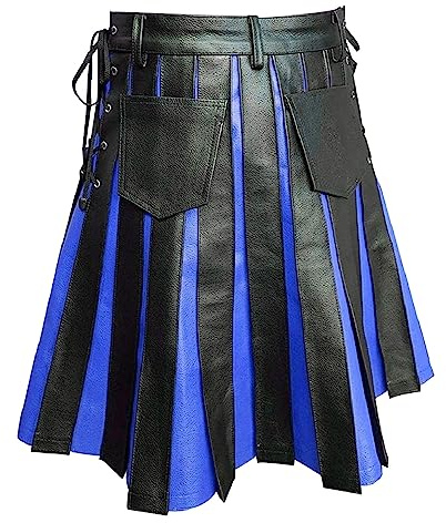 Kilts - Jupe de kilt écossaise traditionnelle écossaise - Pour homme - Jupe plissée rétro, E bleu., L