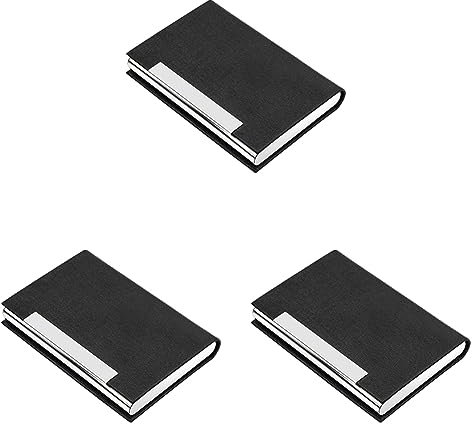 AYCLIF Visitenkartenetui Professionelles PU-Leder Metall Namenskartenhalter Tasche Visitenkartenhalter für Männer und Frauen mit Magnetverschluss (Packung mit 3)