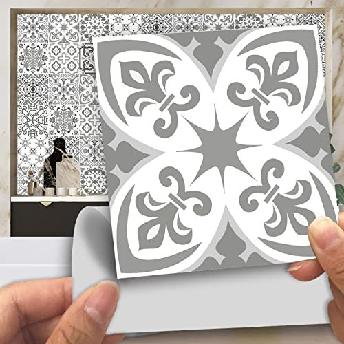 Fliesenaufkleber 10X10CM Grau Küchenrückwand Folie 3d Fliesenaufkleber Bad PVC Klebefliesen Wasserdicht Selbstklebende Fliesen Leicht zu Schrubben Klebefliesen Boden(10PC)