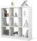 KOMFOTTEU Offenes Bücherregal mit 9 Fächern, Würfelregal Holz mit Kippschutz, Raumteiler Regal Standregal 107,5 x 33 x 107,5 cm, Weiß