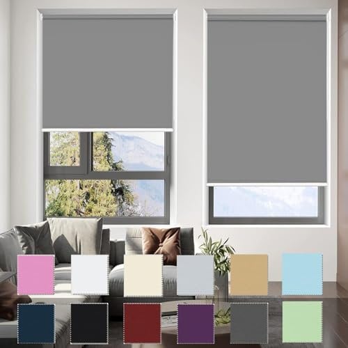 Roller Blinds Roller Blind 120 x 160 cm Adjustable and Lightweight, Roman Blinds,blackout Roller Blinds, with Beaded Chain for Window and Door, Dark Grey