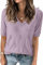 TrendiMax Damen T-Shirt V Ausschnitt Kurzarm Strick Shirt Dünne Pullover Sommer Frühling Strickpullover Casual Oberteile Bluse Tops (XL, Frisch Lila)