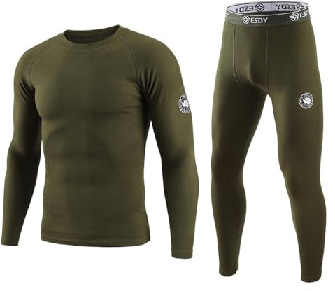 KONG JIMFAN Herren Thermounterwäsche Set Skilatzhose Herren Herren Laufhose Winter Thermounterwäsche Herren Set Funktionsunterwäsche Übergröße Langlauf Ski Set Herren Gym Outfit Herren(Dark Green,M)
