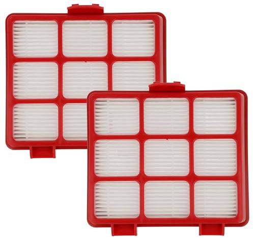 vhbw 2x Staubsaugerfilter kompatibel mit Beko VCO 32804 AW, VCO 32801 AR, VCO 32801 AF, VCO 32818 WR Staubsauger - Abluftfilter Rot Schwarz Weiß
