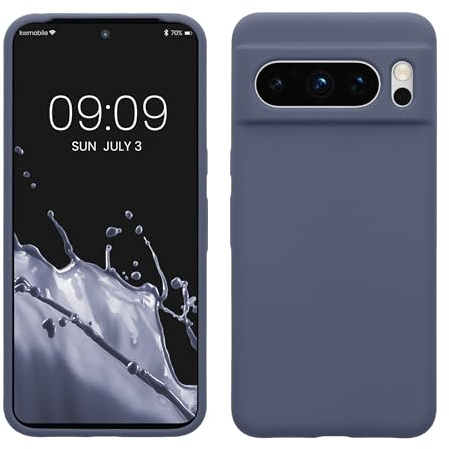 kwmobile Handyhülle für Google Pixel 8 Pro Hülle, für Pixel 8 Pro Case - Hülle Silikon - kabelloses Laden - Blaugrau