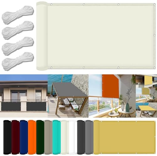 Sun Segel Sonnensegel 3.4 x 10 m Wasserdicht Quadratisch Sonnensegel Balkon Uv-Schutz-Polyestergewebe mit Seil Beschattungsnetz für Pool Schwimmbad Und Gewächshaus, Ivory