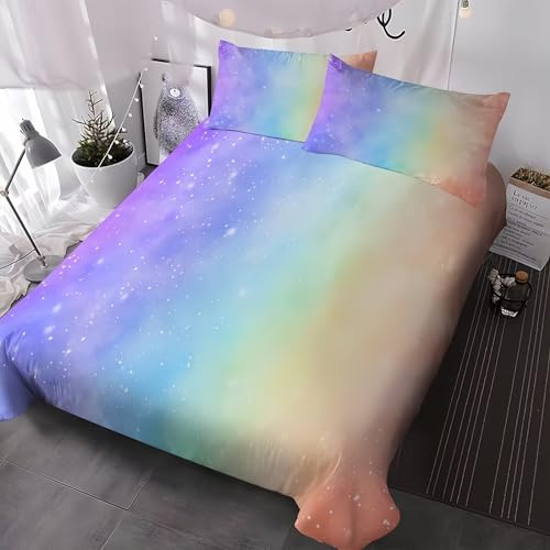 Tabeskly Kids Mädchen Cute Aesthetic Regenbogen Rainbow BettwäSche Kinder KinderbettwäSche Bed Duvet Cover Bedding Set Bunt Mehrfarbig 200×200cm