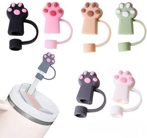 6 Stück Straw Cover Cap, Entzückende Silikon Strohhalm Abdeckung, Wiederverwendbare Trinkhalm Straw Stopper, Silikon Tiere Stroh Abdeckung, Staubdicht Tragbare Strohkappen Abdeckungen Strohhalm Topper
