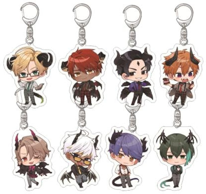 SXYNIO ObeyMe Schlüsselanhänger Anime ObeyMe Figur Acryl Anhänger Schlüsselbund Tasche Dekorative Anhänger Anime Cosplay Party Zubehör 8Pcs