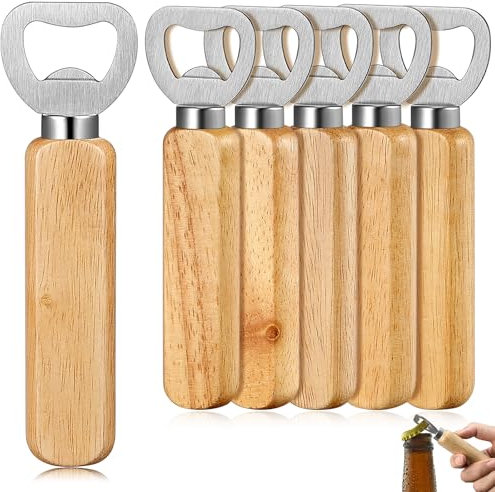 Zeawavsl DéCapsuleur En Bois 6 PièCes, Ouvre-Bouteille De BièRe, Portable, Cadeau Personnalisé, Ouvre-Bouteille Pour Homme, Ouvre-Bouteille En Bois Pour La Maison, Le Bar