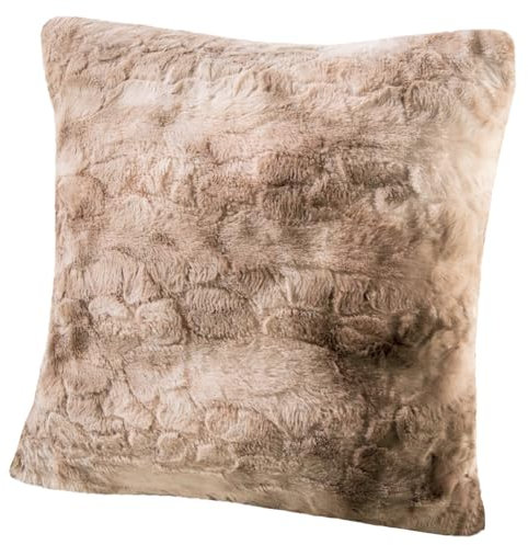 Delindo Lifestyle Kissenbezug Kingston, flauschig weiche Kunstfell Kissenhülle, Creme beige, 50x50 cm