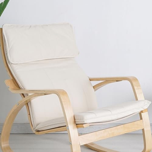 WEIDPHL Ersatzkissen Für Poang-Stuhl Aus Baumwolle, Mehrfarbiger Sesselbezug, Abnehmbares Stoffkissen, Dick Gepolsterter Poang-Stuhl Aus Baumwolle,Weiß