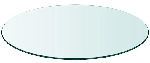 IKAYAA Superficie de Mesa Vidrio Templado Transparente Ø 60 cm, Cristal para Mesa, Encimera Baño, Tablero Mesa Comedor Tables