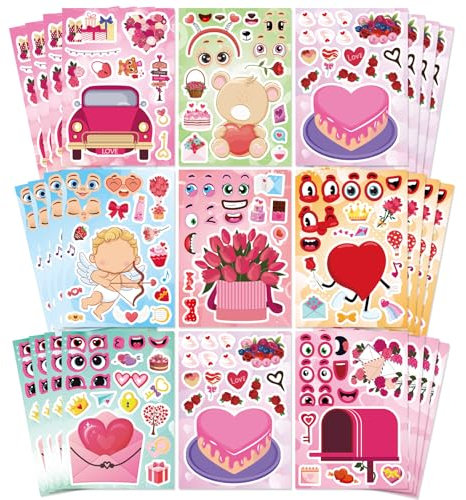 32 Blatt Valentinsaufkleber für Kinder und Kleinkinder, zum Selbermachen von Valentinstag-Aufklebern, Valentinstag-Aufkleber, 8 Designs, Valentinstagsgeschenk, Party-Dekorationen