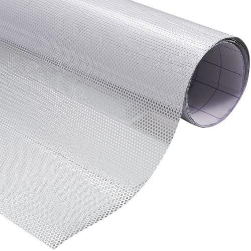 JSCARLIFE White Perforated Vinyl Window Film, Mesh Stickers Room Privacy Window Stickers One Way Vision Window Film Privacy Film for Office Glass Door Sticker Decoration (45CMX300CM)