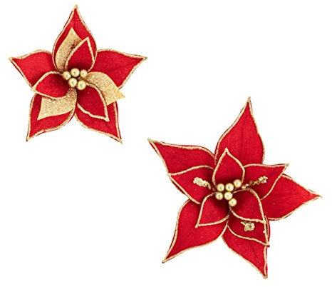 KICHOUSE 2stücke Weihnachten Glänzende Blumen Für Festliche Deko Für Partys Hochzeiten Und Weihnachtsbaum-schmuck Sie Eine Warme