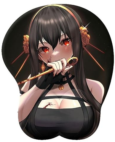 YlobdolY Tapis de Souris Anime 3D, Mignon Doux Sexy Bande dessinée Belle Grande Poitrine en Silicone Poignet Support Tapis de Souris, Tapis de Souris de Jeu avec Support de Poignet 10