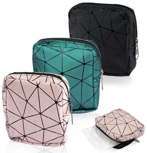 3 Pcs Sanitary Pad Storage Bag, Portable Sanitary Towel Holder, Reusable Period Bag with Zipper for Storing Sanitary Napkins, Lipstick, Credit Cards
