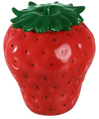 NOLITOY Erdbeerform Teekanne Mit Deckel Praktische Dekorative Aufbewahrungsdose Aus Keramik Für Losen Tee Süßigkeiten Und Snacks Für Küche Und Tischdekoration