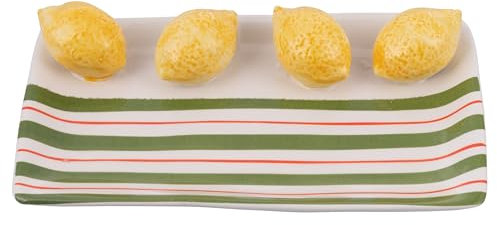 Villa d'Este Home Tivoli 2009 Piatto decorativo in ceramica 22,5x13 cm, design limone, Fruit Life