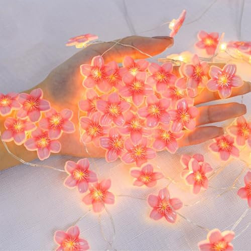 KOBOKO Catena luminosa con fiori di ciliegio, 2 m, 20 luci a LED per interni, ghirlanda di fiori, ghirlanda di luci per primavera, ghirlanda di luci rosa per camera da letto, matrimonio, decorazione