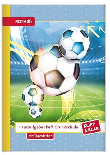ROTH Klipp&Klar Grundschul-Aufgabenheft mit Tagesfarben, A5, 1 Woche 2 Seiten, Fußball