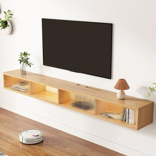 Generisch Moderner Schwebender Fernsehschrank mit Schiebetür, Wohnwand mit Offenem Stauraum, Schwebende Fernsehtisch for Wohnzimmer und Schlafzimmer
