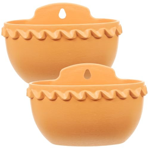 Toyvian 2pezzi Vaso Da Fiore Da Appendere Parete Plastica Semi-circolare Cestino Per Piante Da Parete Salvaspazio Per Giardino E Casa Marrone