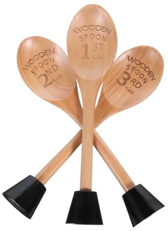 ifundom 3pezzi Trofei Premio Forma Di Cucchiaio Di Legno Con Base Per Gare Di Cucina Premi Per Concorsi e Decorazioni