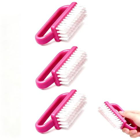 Xynovate 3 PCS Spazzola Per Unghie, Maniglia Grip Pennello per Unghie, Lavaggio di Mani Spazzolino per Unghie Per Pulizia E Pulizia Delle Unghie, Pennelli per Pedicure(Rosered)