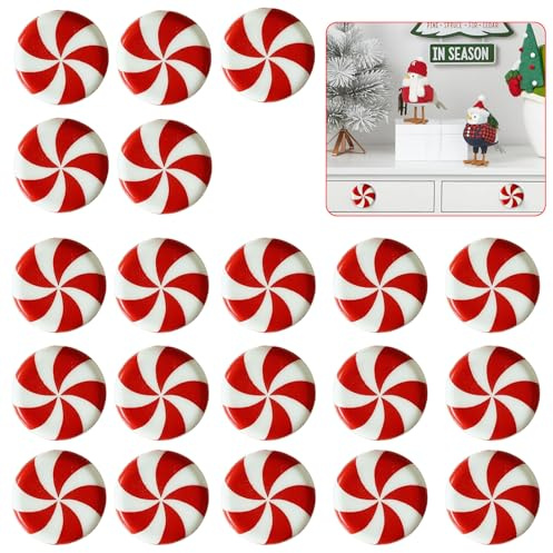 YOAOSER 20pcs Christmas Peppermint Candy Shape Cupboard Handle Covers, Silicone Drawer Knobs Covers Decoration for Cupboards & Draws (A)