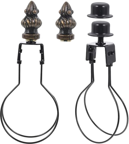 BIUDECO 2 Sets Black Clip On Lamp Shade Adapters Round Light Bulb Holders Lamp Parts for and Ceiling Fixtures Compatible Light Bulb Clips for Easy Shade Attachment